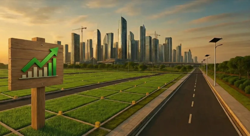 Dholera plot price today shown through plotted land in Dholera Smart City, highlighting budget land investment and future appreciation potential