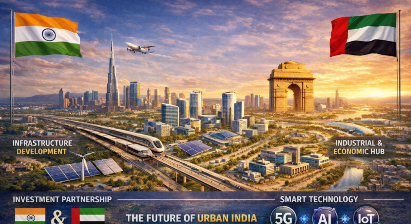 Dholera Smart City investment opportunity showcasing India–UAE partnership, smart infrastructure, high-speed transit, solar energy, and modern urban development