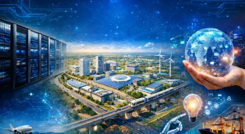 Dholera Smart City investment showcasing data centres, smart infrastructure, metro rail, renewable energy and industrial development