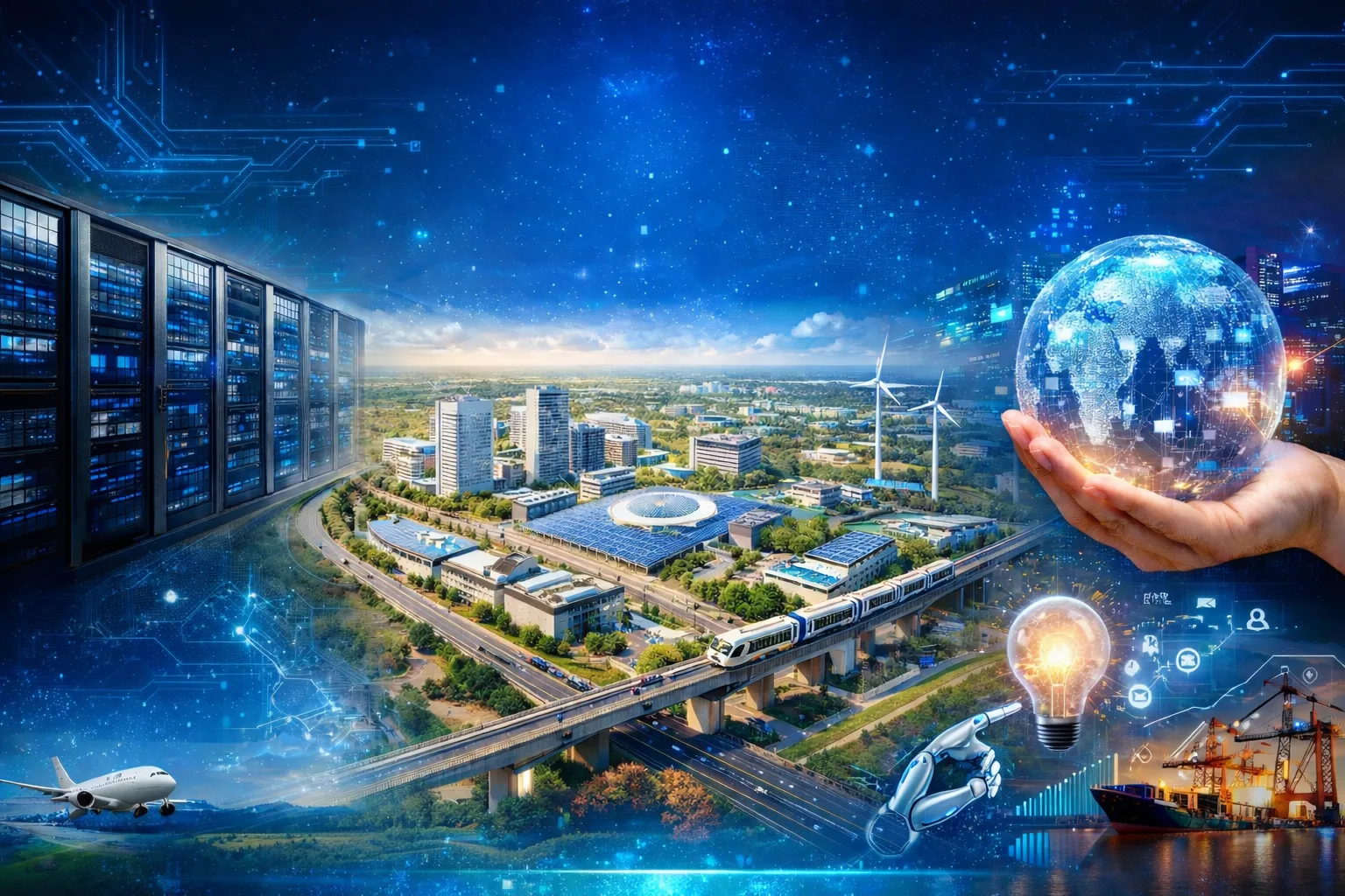 Dholera Smart City investment showcasing data centres, smart infrastructure, metro rail, renewable energy and industrial development