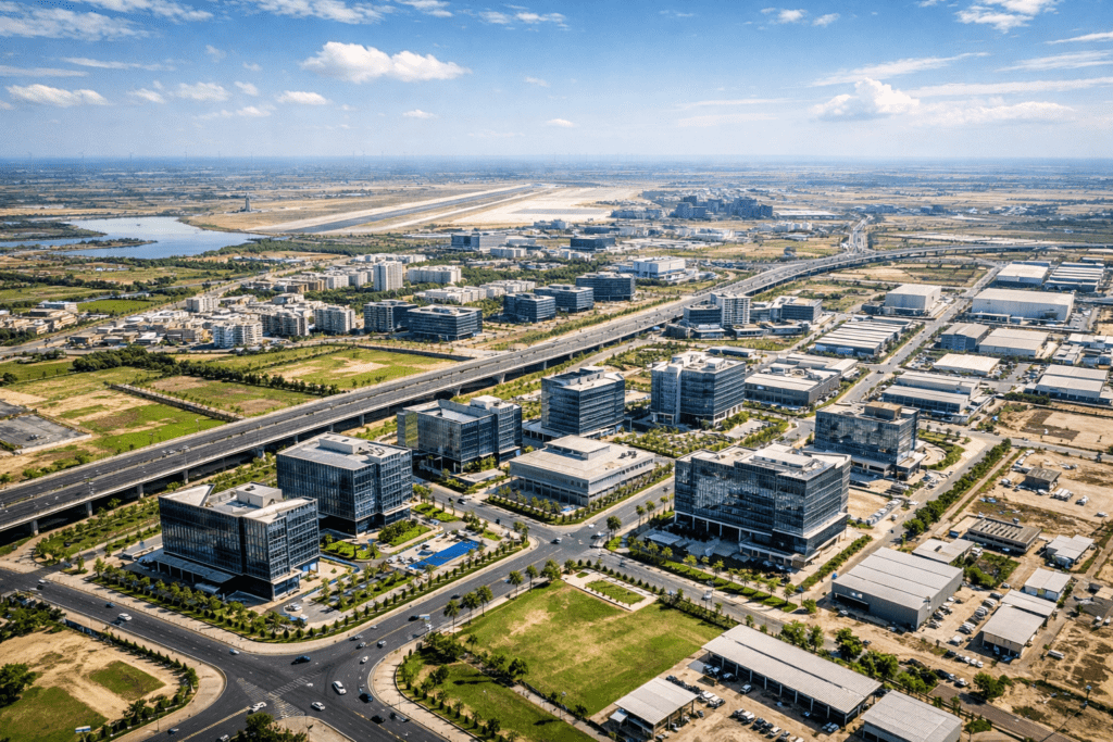 Commercial plots in Dholera with Angel Nova Group featuring planned infrastructure and smart city development
