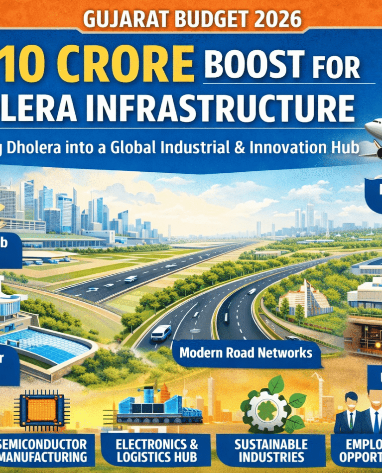 Gujarat Budget 2026 – Green Development Vision Green land development highlighted under Gujarat Budget 2026 for future infrastructure growth